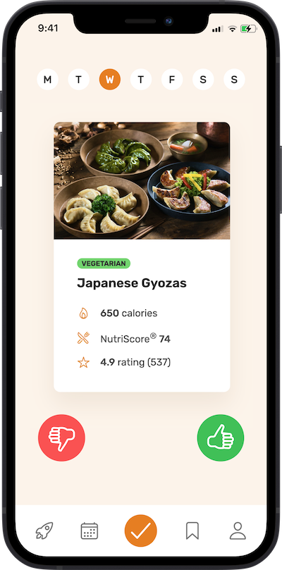 App screen for approving meal plan