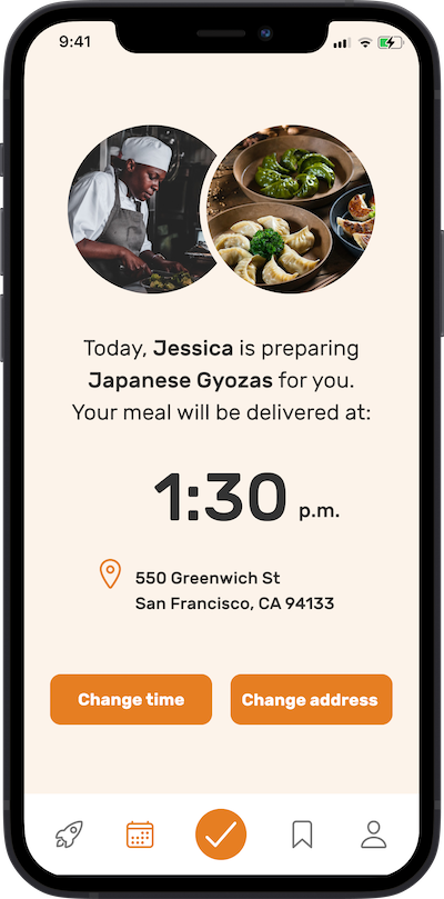 App screen for delivery options